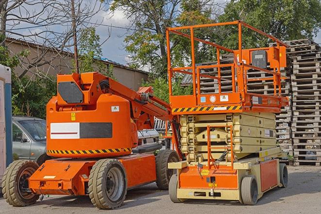 industrial forklift transporting goods in a warehouse in Mountainside